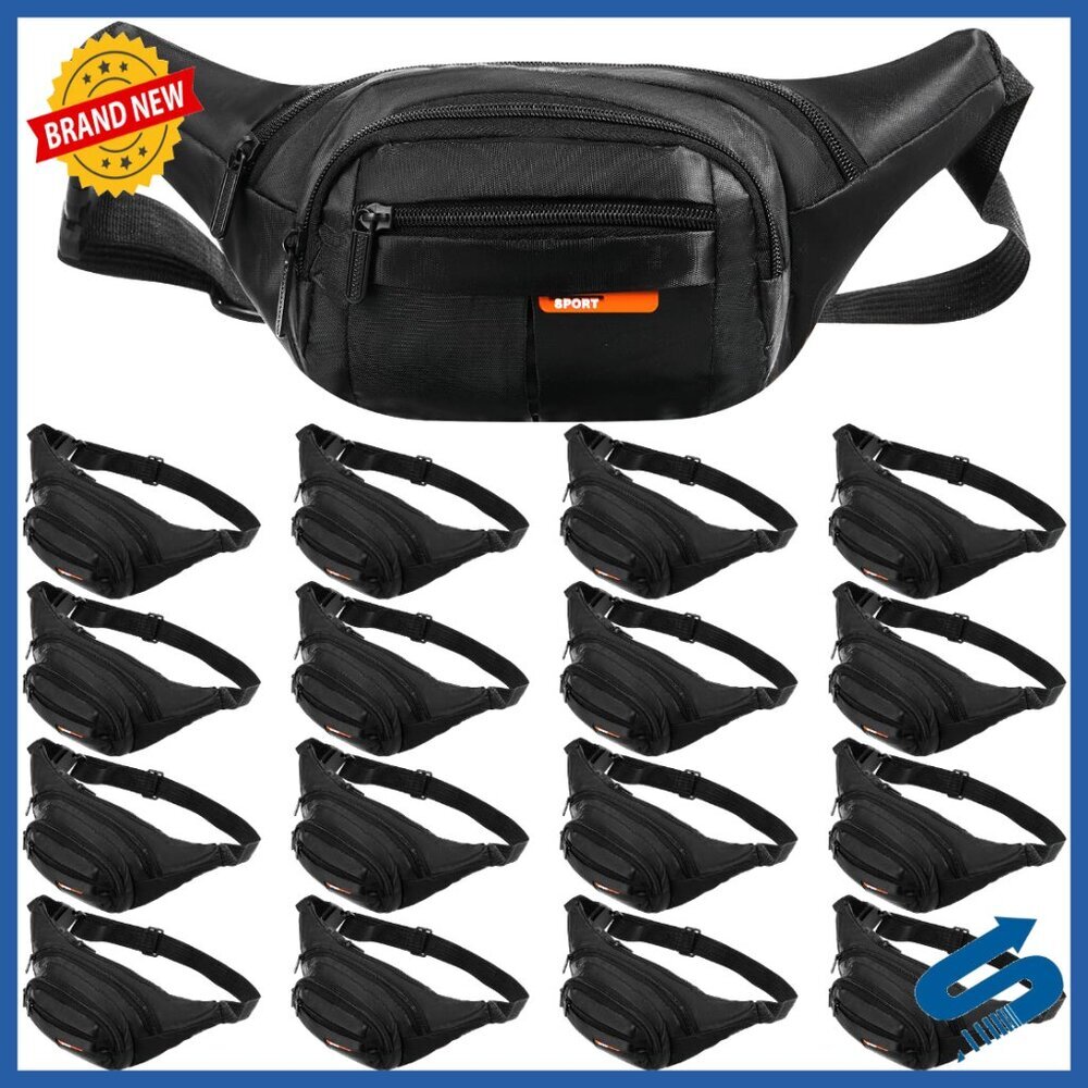 16-Piece Canvas Fanny Pack Set Adjustable Waist Bags 4-Pocket Design